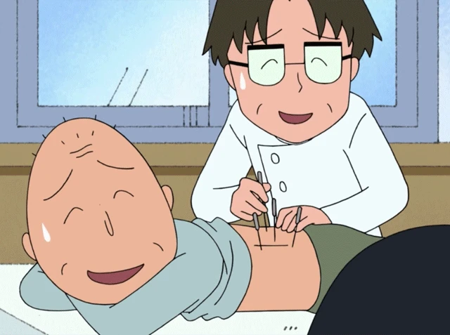 友蔵さんがぎっくり腰で鍼灸治療